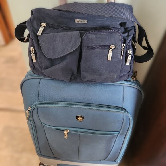 Baggallini Crossbody Travel Bag with Trolley Sleeve – Navy Blue - Picture 7 of 11